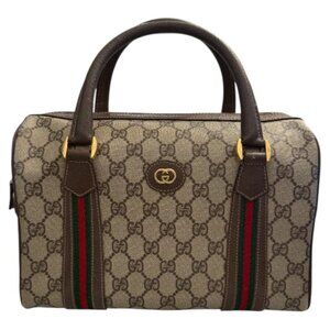 Vintage Gucci Monogram Boston Bag | Web Stripe | Dustbag Included